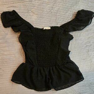 Moa Moa Black Polk-a-Dot Butterfly Shirt